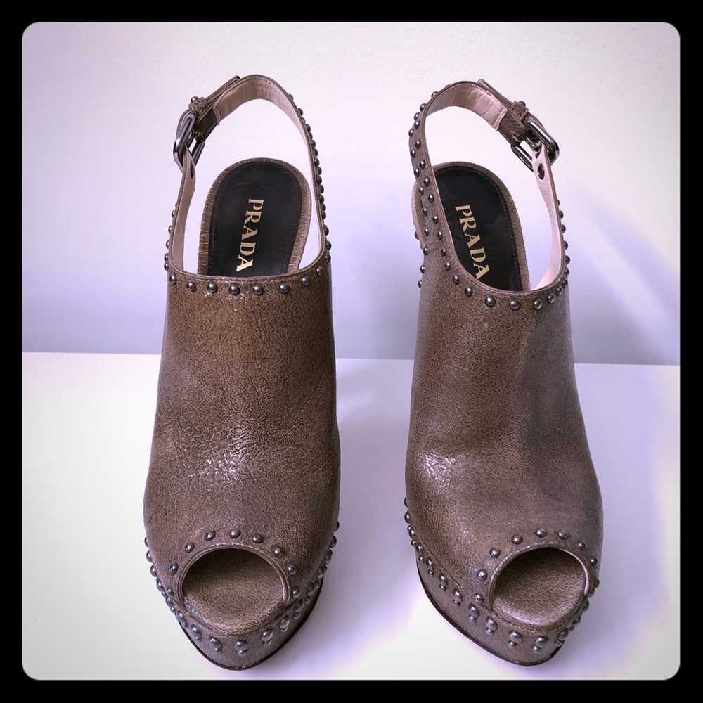 Prada leather and studded heels